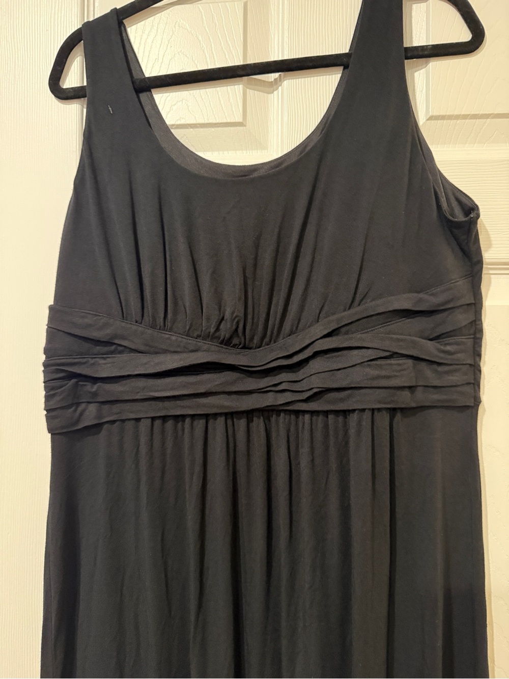 Women's Black Sleeveless Pleated Waist Maxi Dress Petite XL